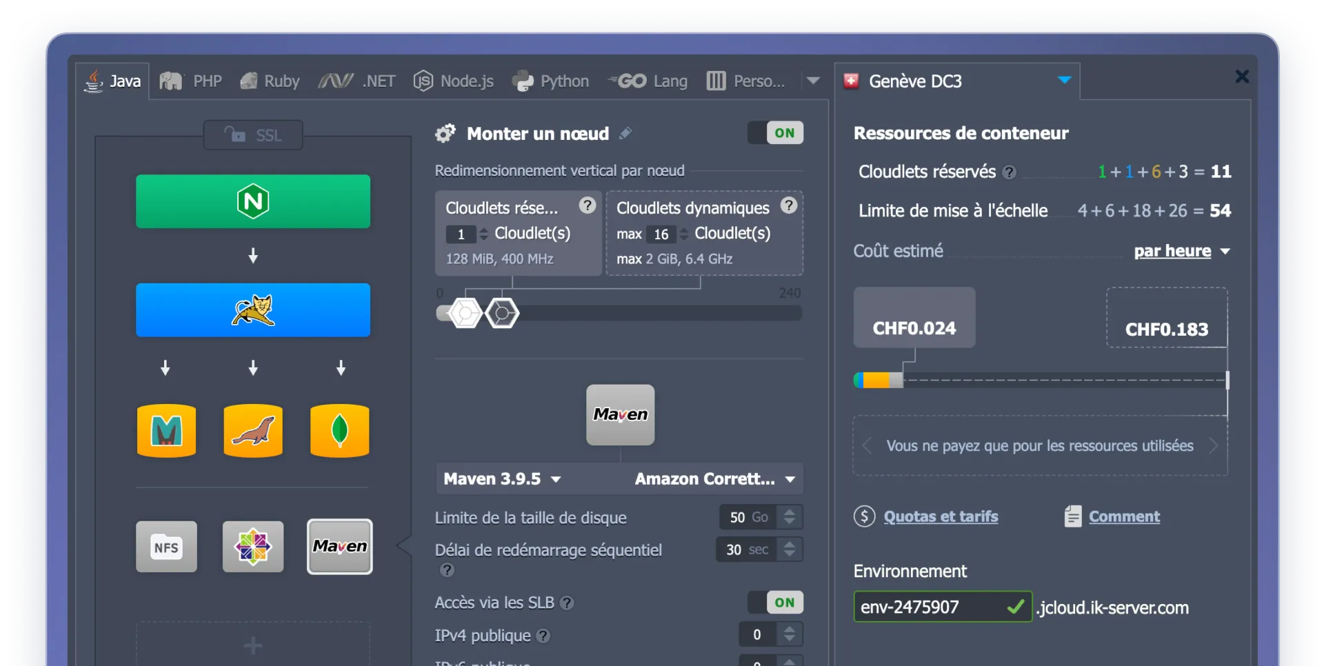 Illustration de l'interface de deployement démontrant sa simplicité