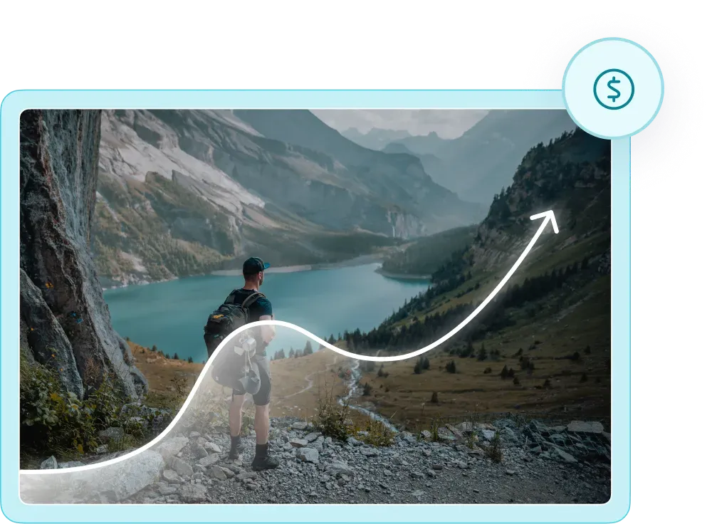 Parage naturel de fond avec une flèche de graphique qui monte