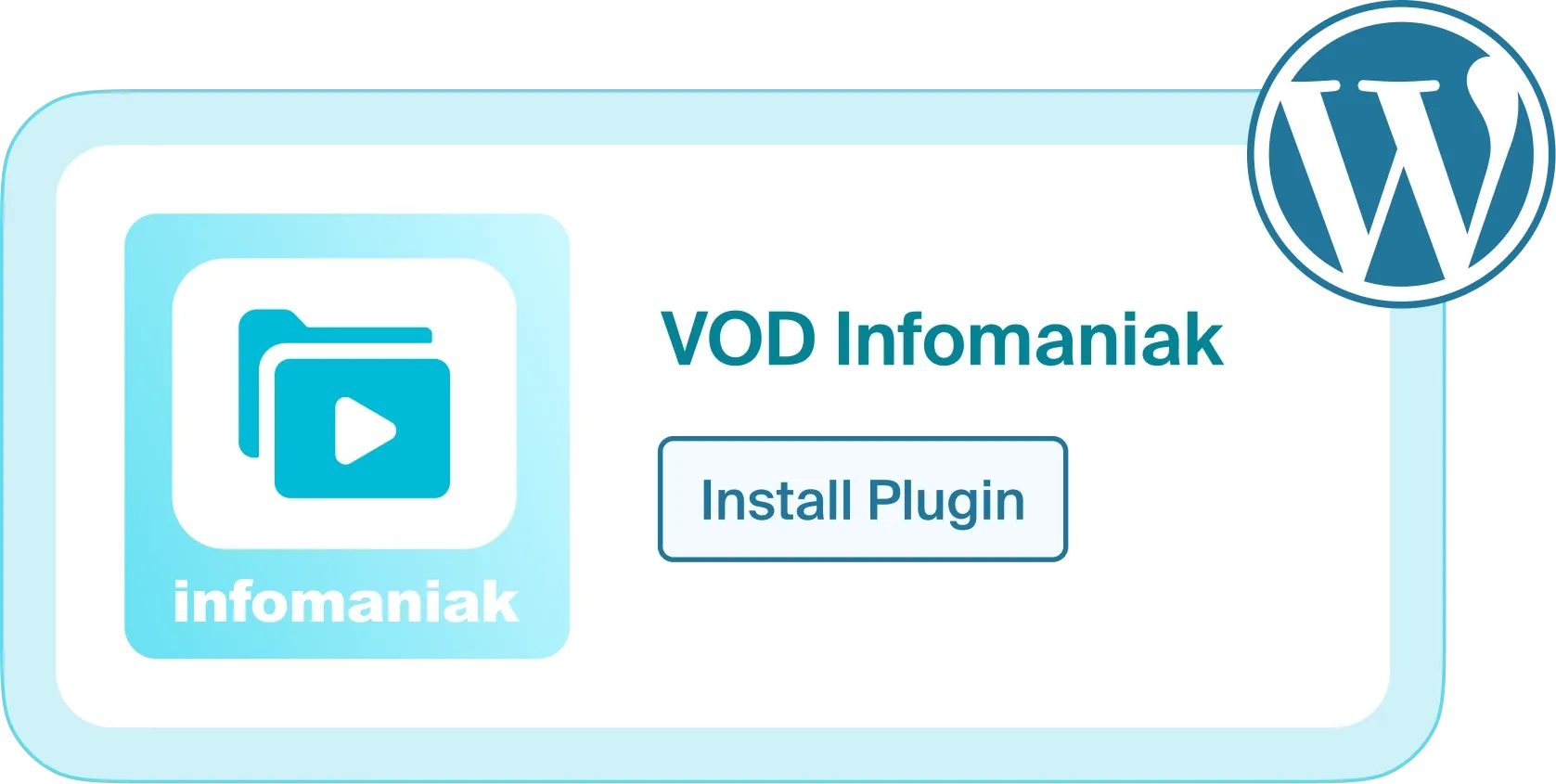 Icône de vod-aod infomaniak à gauche et un bouton 'Install Plugin' à droite