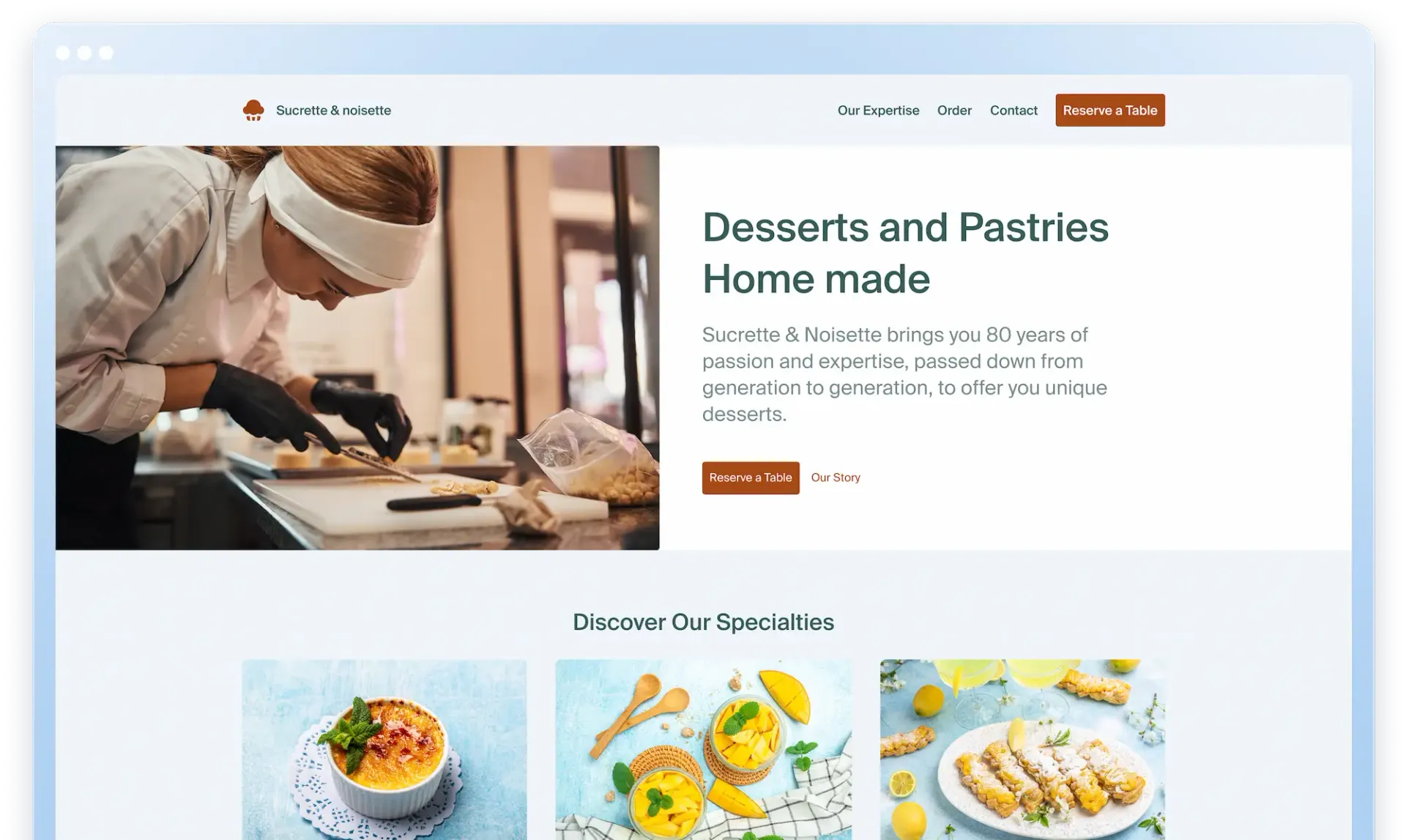 Exemple d'une page esthétique créée avec Site Creator