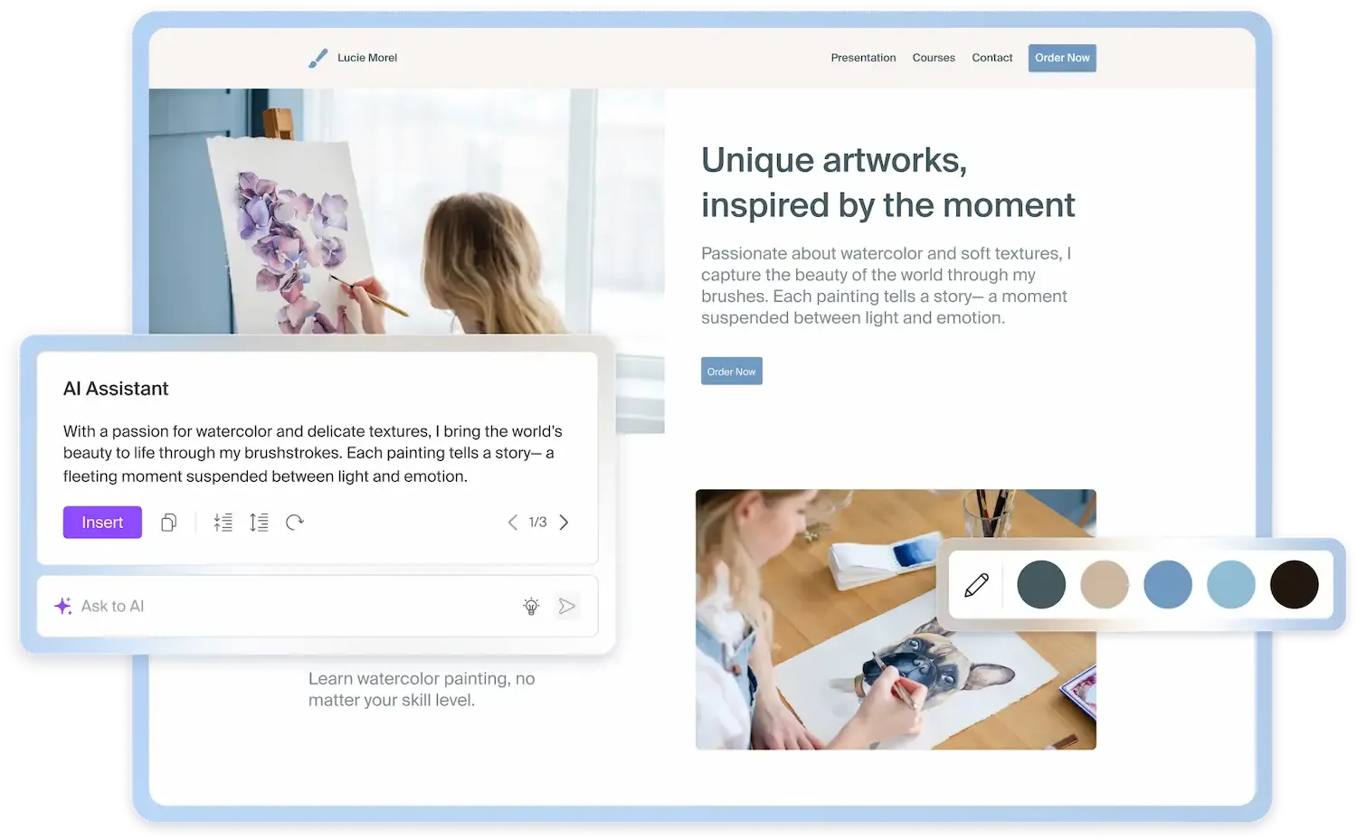 Illustration d'un site créé avec Site Creator à l'aide de l'IA