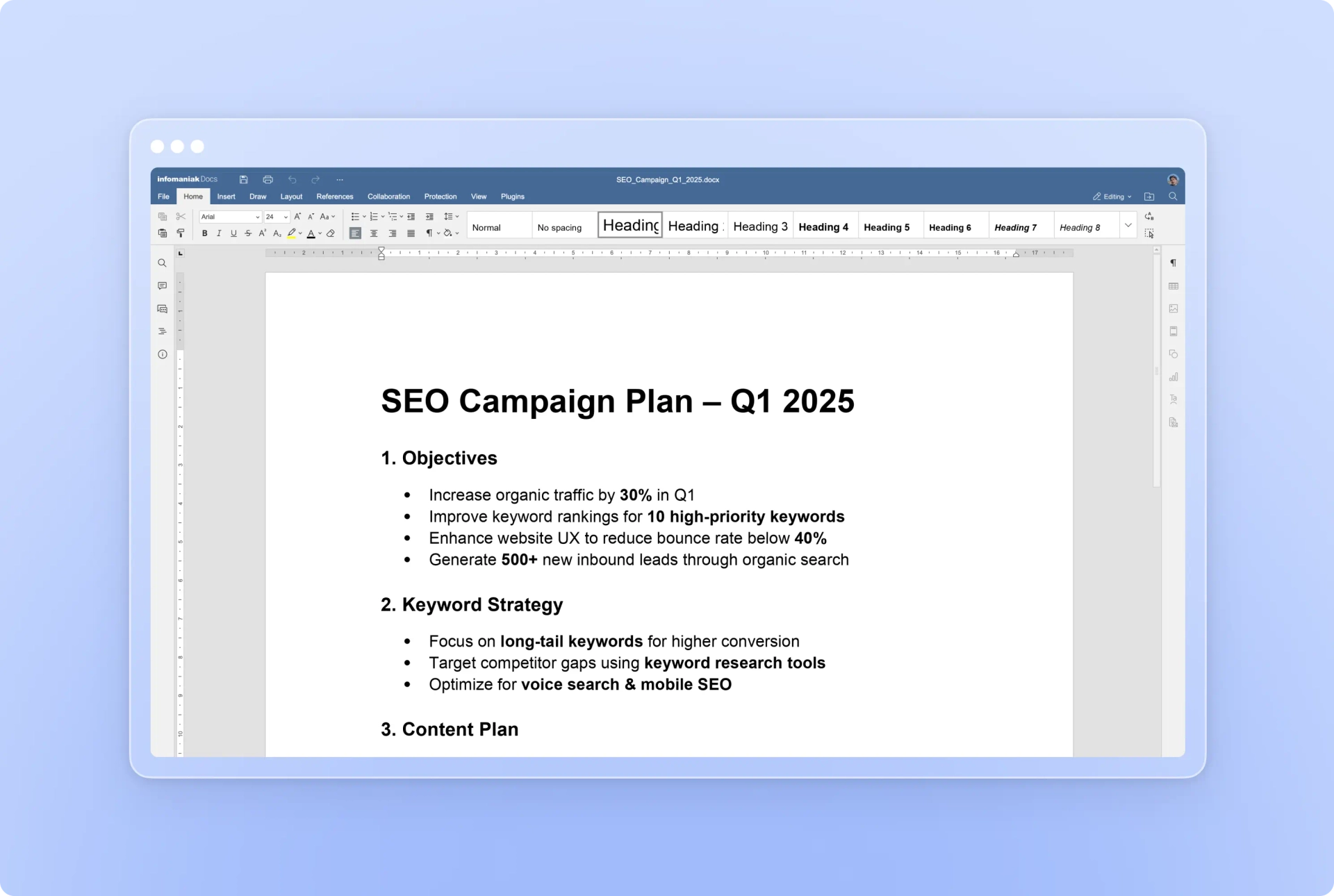 Illustration de l'interface de l'application Docs
